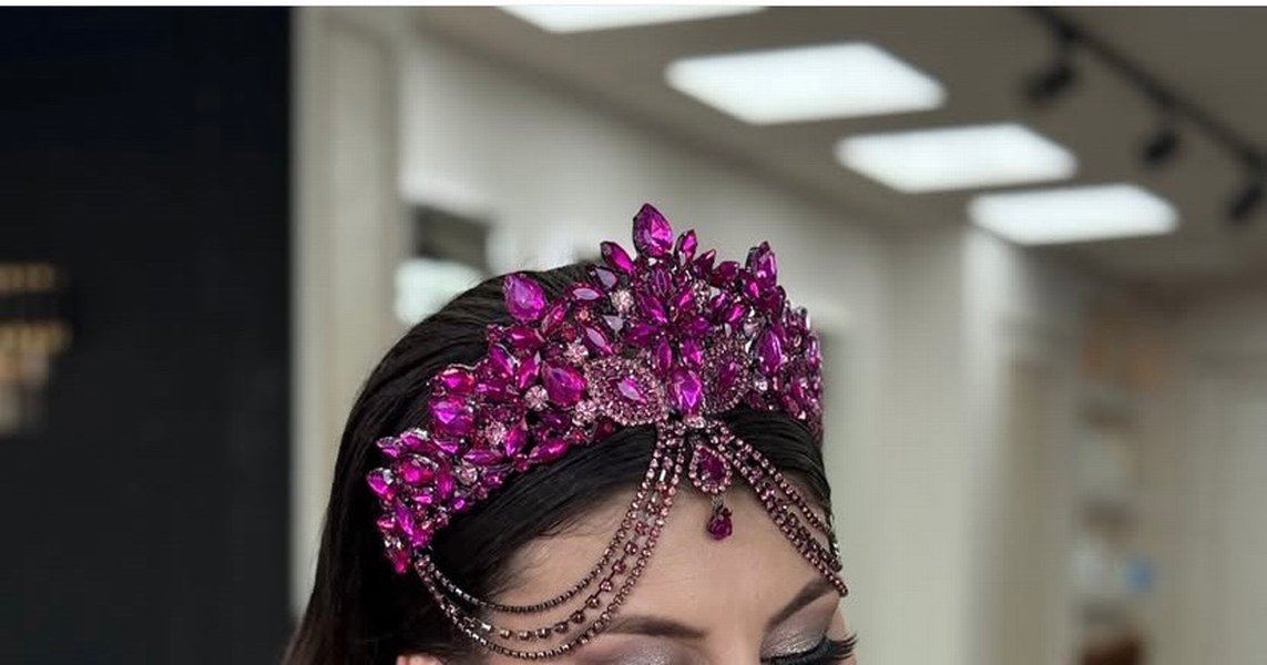 Pembe Fuşya Gelin Tacı /Pembe /Kına tacı - Görsel 2