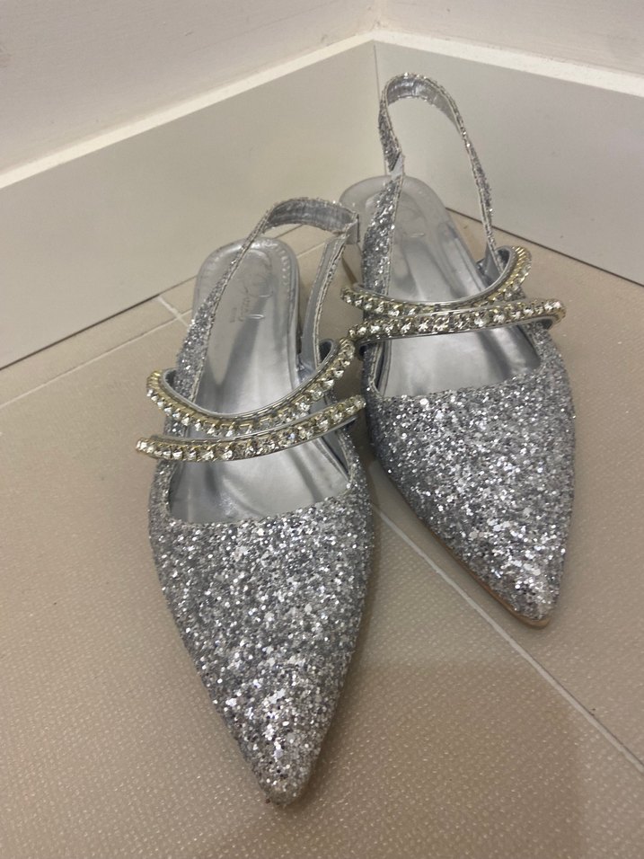 Gümüş Parlak Blok Topuklu Kadın Abiye Ayakkabı - Görsel 5