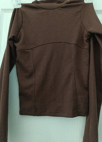 Kahverengi Kadın Boğazlı Triko Kazak - Görsel 3