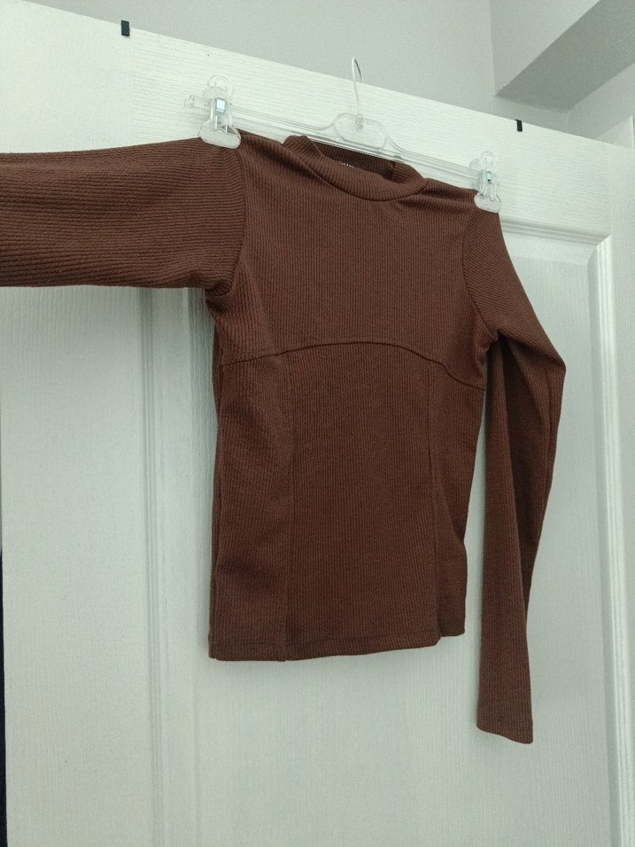 Kahverengi Kadın Boğazlı Triko Kazak - Görsel 5