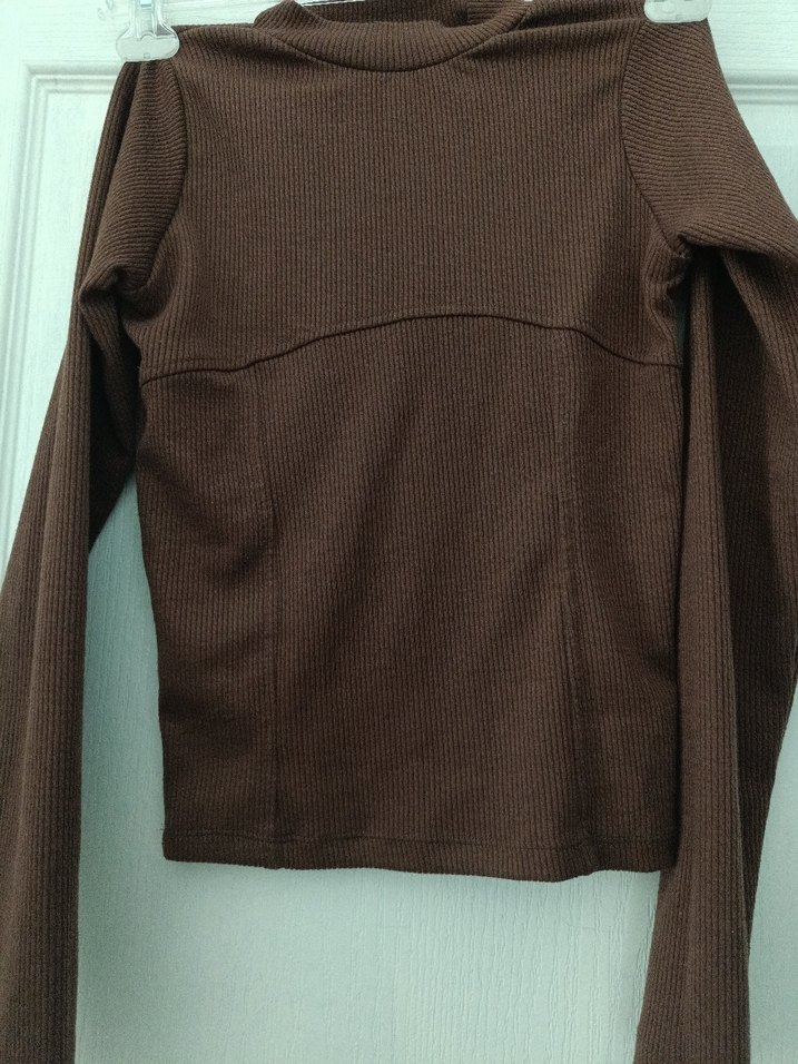 Kahverengi Kadın Boğazlı Triko Kazak - Görsel 3