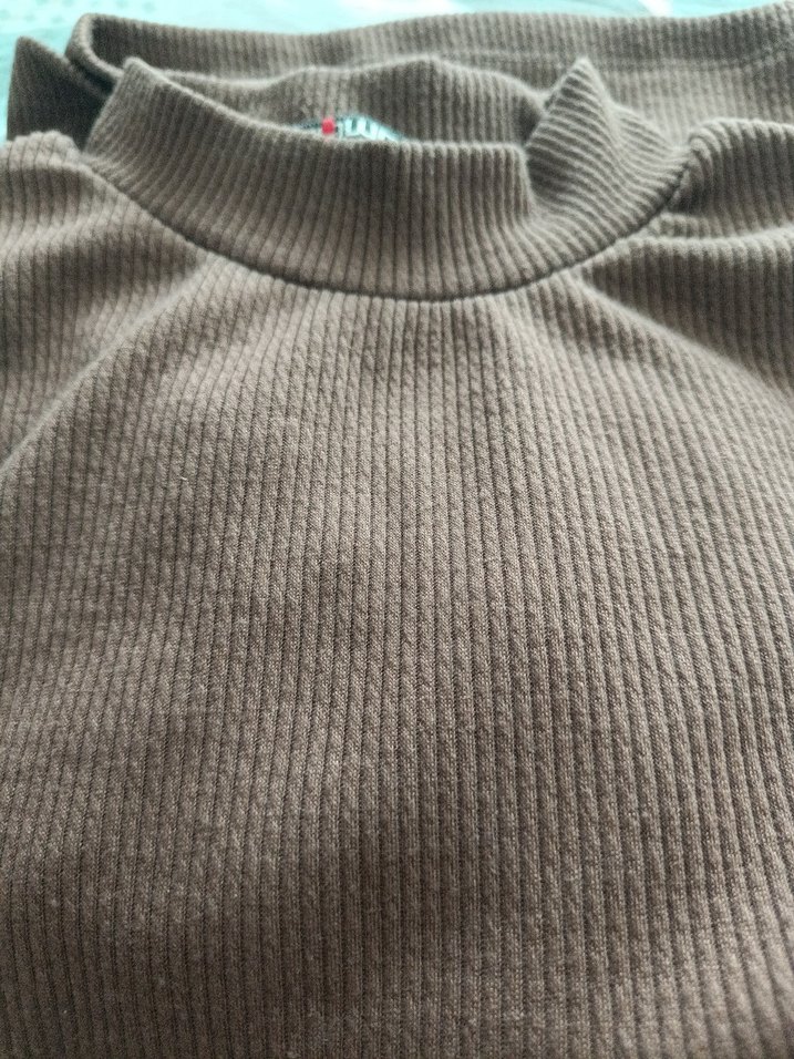 Kahverengi Kadın Boğazlı Triko Kazak - Görsel 2