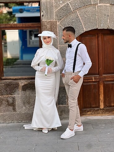 38 Beden beyaz Renk Nikah elbisesi