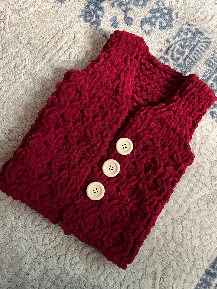 Bordo Örgü Kız Çocuk Yeleği - Görsel 2