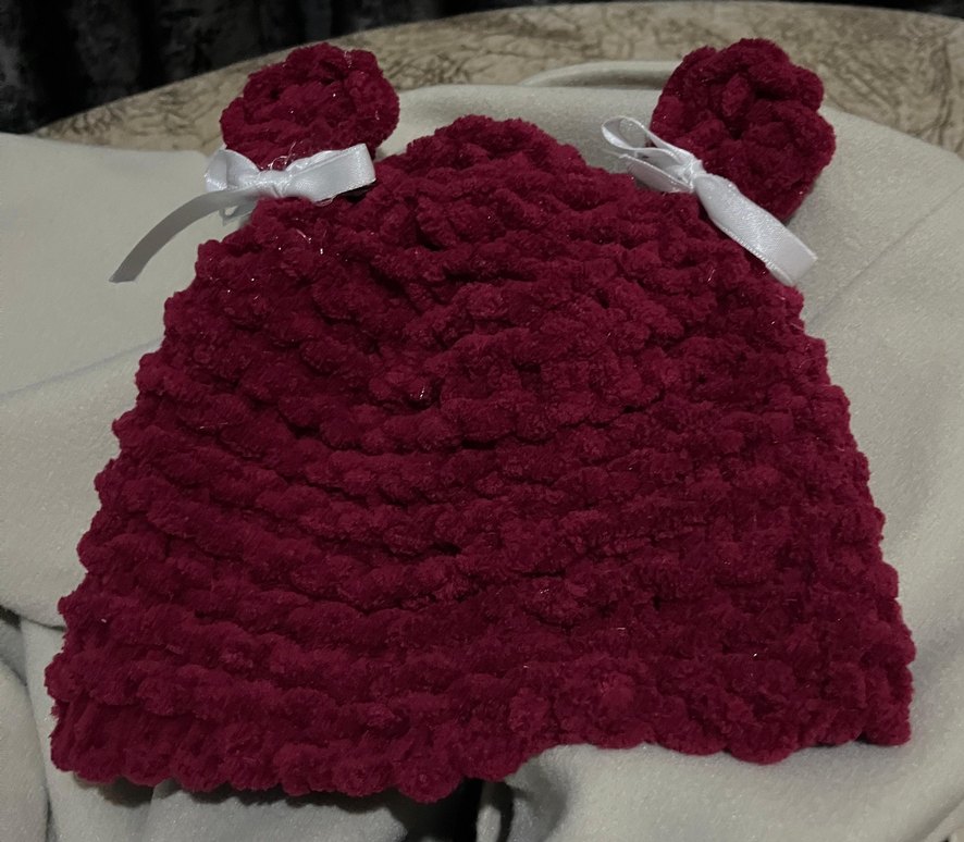 Bordo Örgü Kız Çocuk Yeleği - Görsel 5