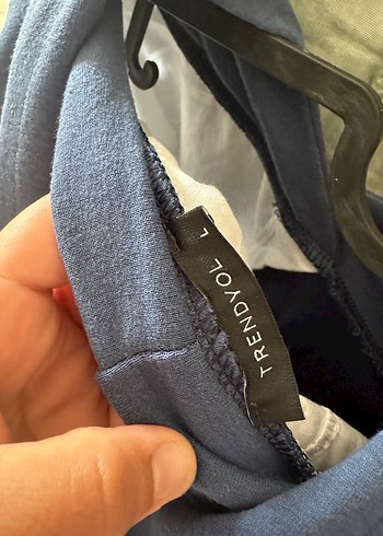 l Beden Uzun Kollu Mavi Salaş Sweatshirt