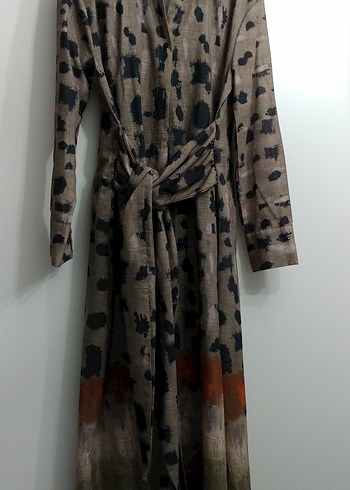 Kadın Uzun Bağlamalı Batik Desenli Elbise - Görsel 7