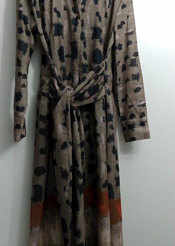 Kadın Uzun Bağlamalı Batik Desenli Elbise - Görsel 5