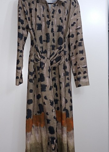 Kadın Uzun Bağlamalı Batik Desenli Elbise - Görsel 8