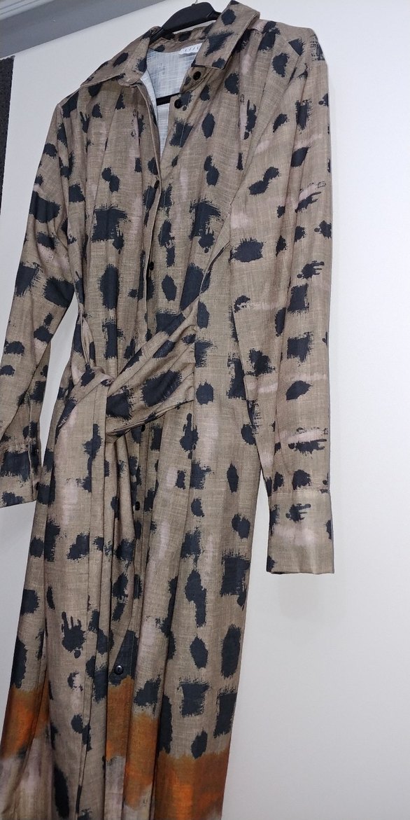 Kadın Uzun Bağlamalı Batik Desenli Elbise - Görsel 2