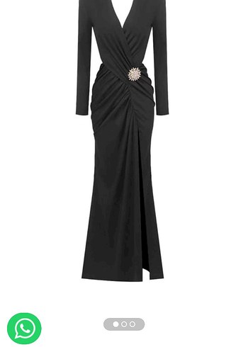 Uzun Siyah Drapeli Kadın Elbise - Görsel 5