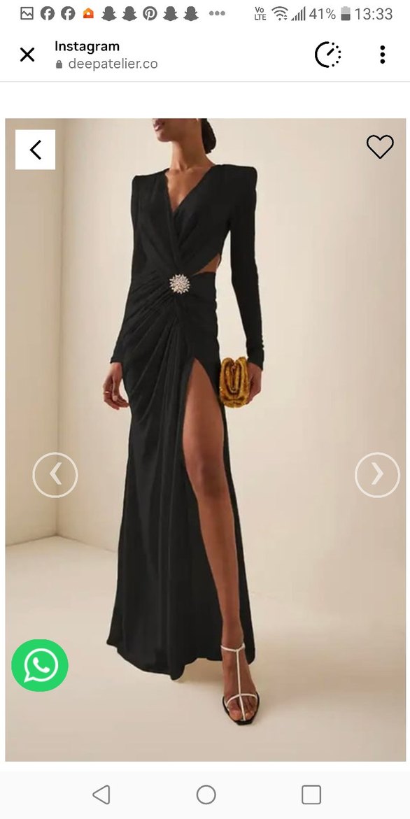 Uzun Siyah Drapeli Kadın Elbise - Görsel 4