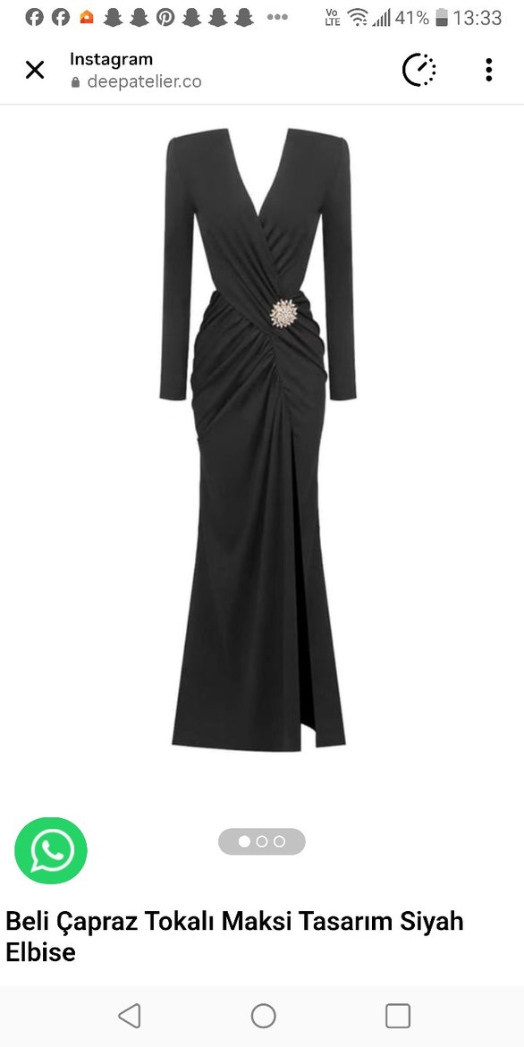 Uzun Siyah Drapeli Kadın Elbise - Görsel 5