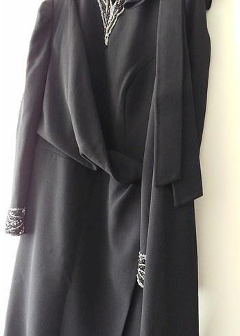 işlemeli uzun abiye tesettürlü elbise - Görsel 6