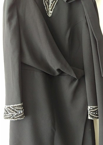 işlemeli uzun abiye tesettürlü elbise - Görsel 3