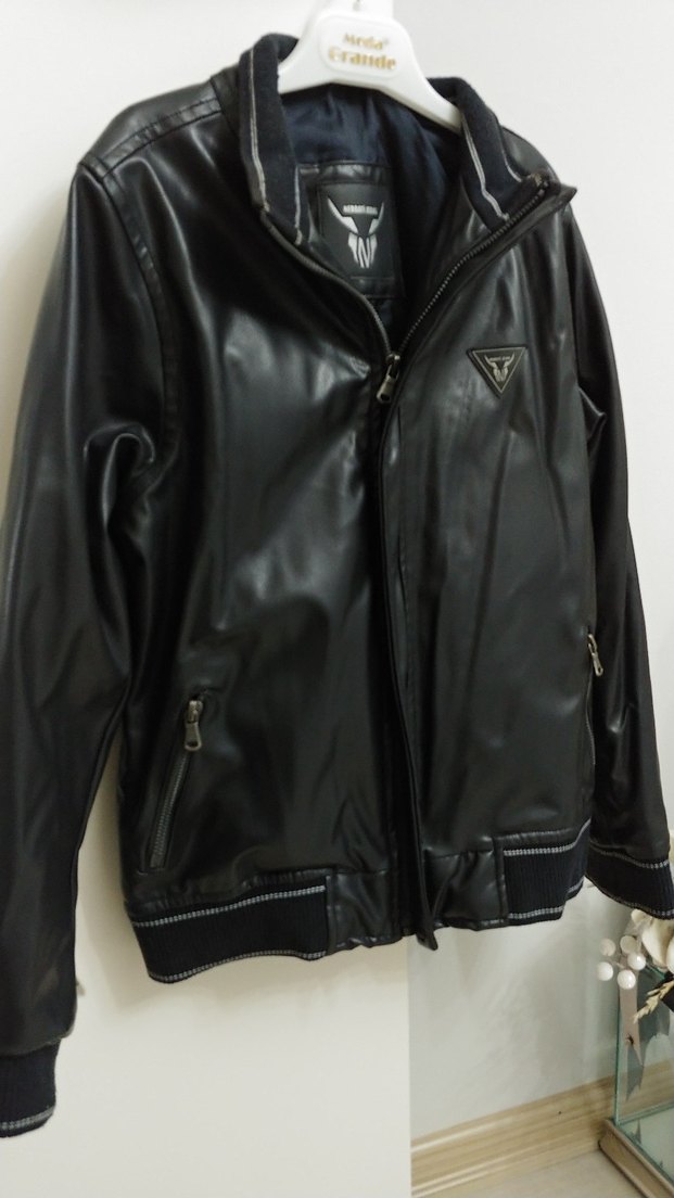 Siyah Deri Biker Ceket - Görsel 3
