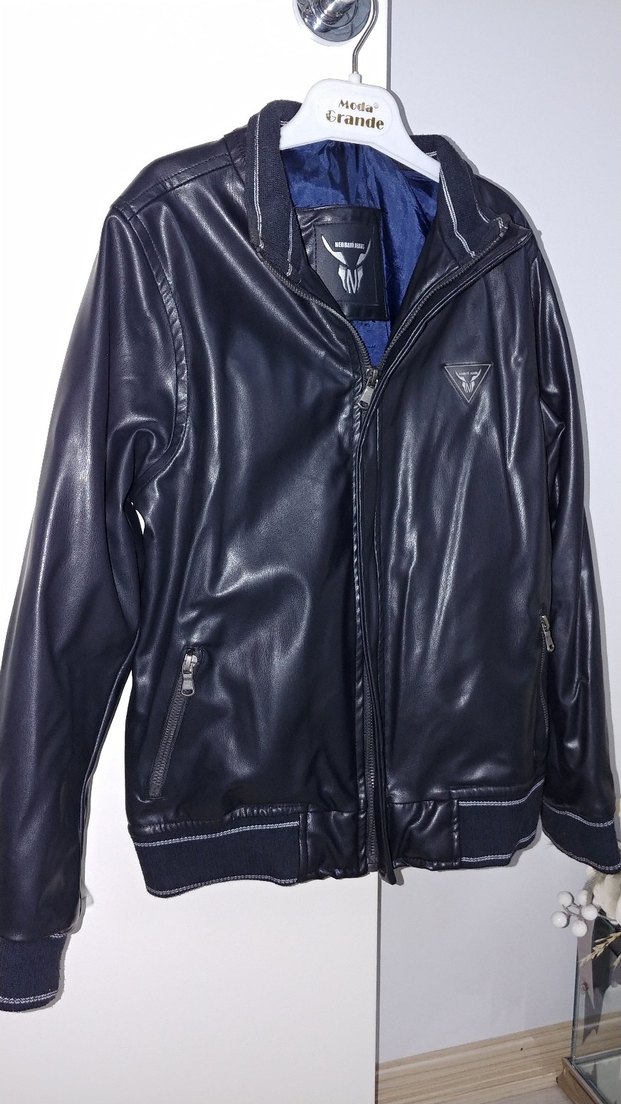 Siyah Deri Biker Ceket - Görsel 4