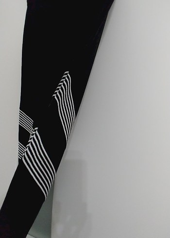 Çizgili triko Siyah Midi Kalem Etek - Görsel 6