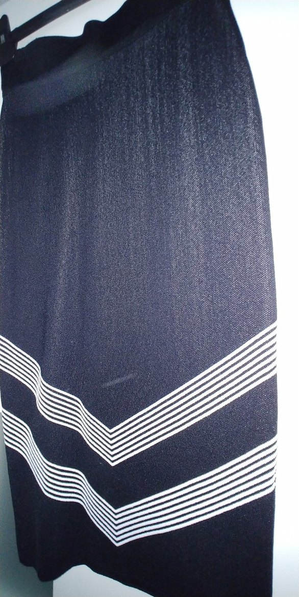 Çizgili triko Siyah Midi Kalem Etek - Görsel 5