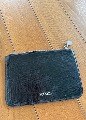 Max & Co Siyah Minimalist Fermuarli Cuzdan Davetiye Canta