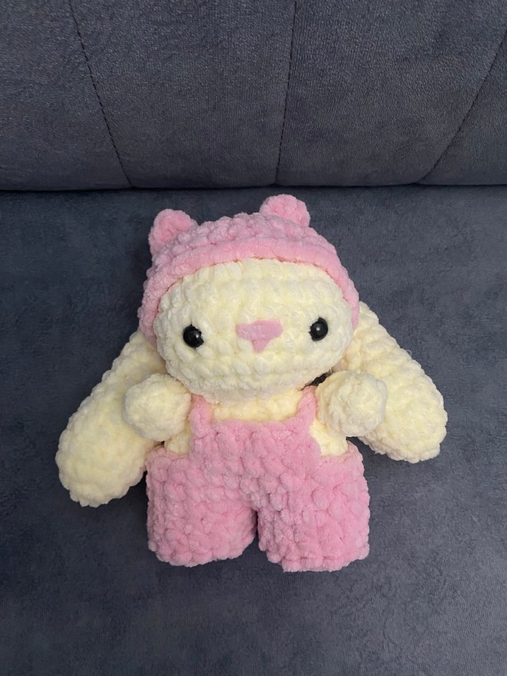 Pembe ve Krem Peluş Oyuncak Tavşan - Görsel 2