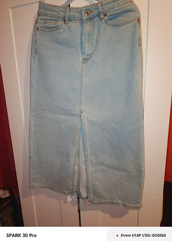 Mavi Midi Denim Kadın Uzun Etek - Görsel 2