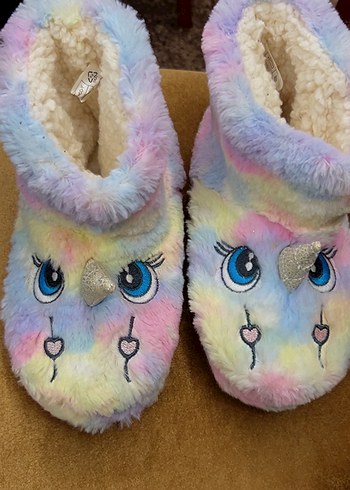 Kızlar için Pastel Renkli Tie-Dye Kürklü Panduf - Görsel 4