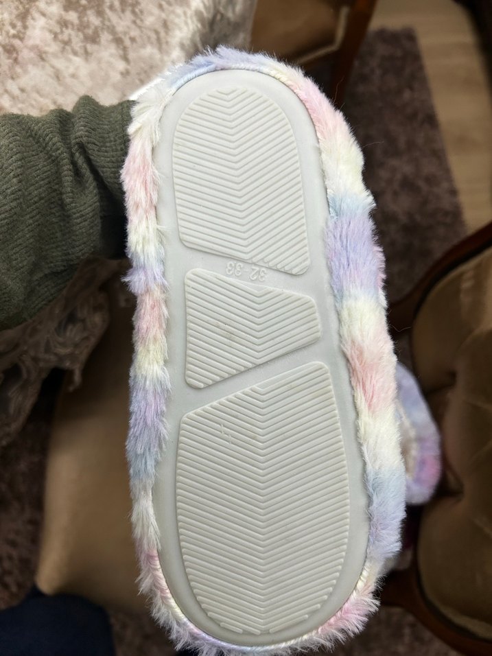 Kızlar için Pastel Renkli Tie-Dye Kürklü Panduf - Görsel 2