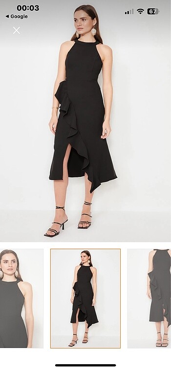 Trendyol & Milla Trendyolmilla siyah Volan detaylı abiye elbise