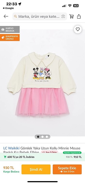 LC Waikiki Minie mouse elbise