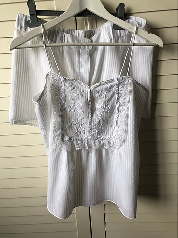 Şortlu pijama takımı beyaz