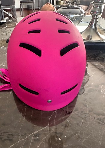 Pembe Baskılı Biker Kask Velcro Detaylı - Görsel 3