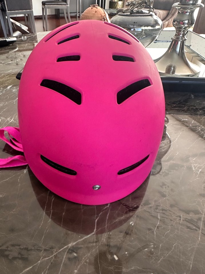 Pembe Baskılı Biker Kask Velcro Detaylı - Görsel 3
