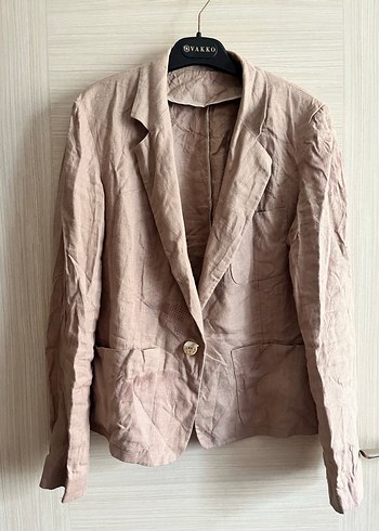 Zara Pudra Pembe Keten Blazer Ceket