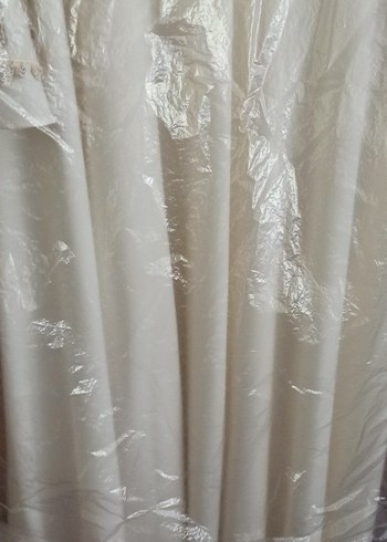 Uzun Kollu Beyaz Drapeli Bohem abiye - Görsel 5