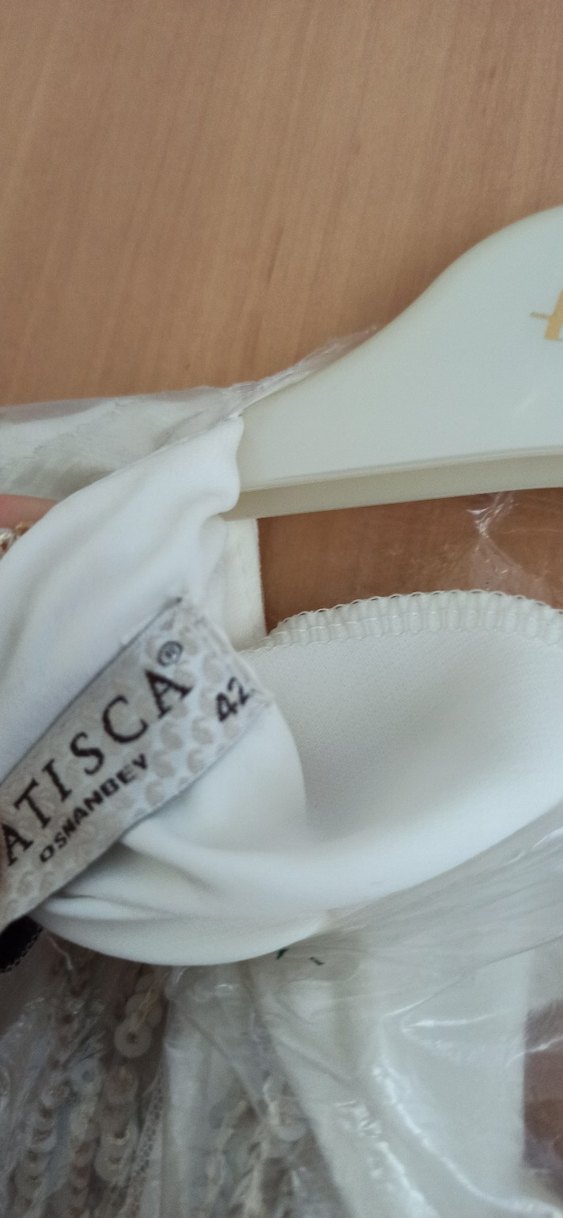 Uzun Kollu Beyaz Drapeli Bohem abiye - Görsel 3