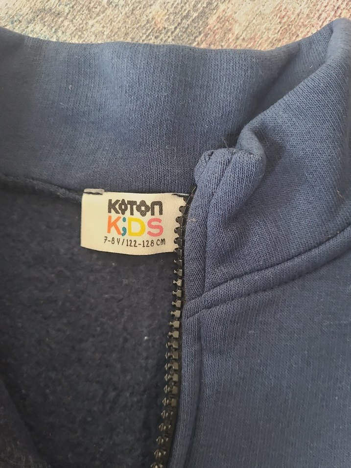 Erkek Çocuk Gri Mavi Yarım Fermuarlı Sweatshirt - Görsel 3