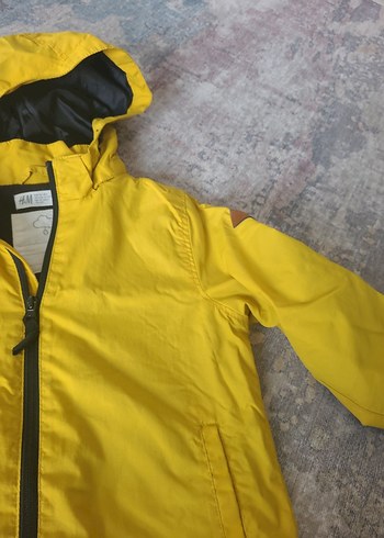 Sarı Kapüşonlu Fermuarlı Erkek Çocuk içi polar yagmurluk - Görsel 3