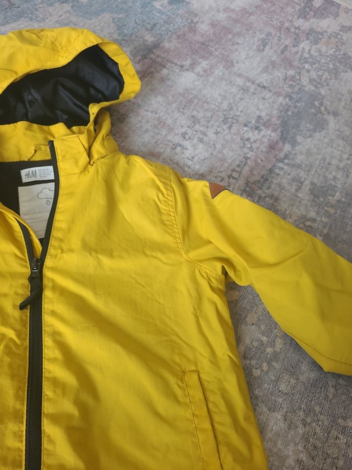 Sarı Kapüşonlu Fermuarlı Erkek Çocuk içi polar yagmurluk - Görsel 3
