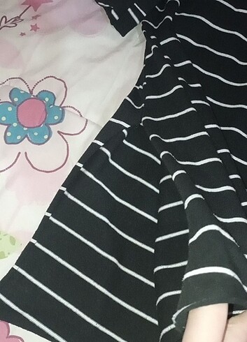 s Beden çizgili siyah t-shirt