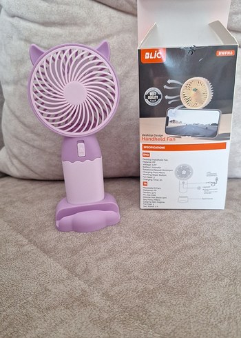 Mor Kulaklı Taşınabilir Mini Vantilatör - Görsel 2