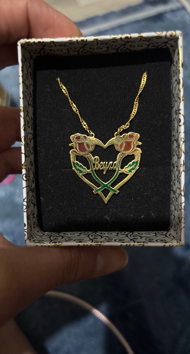 Altın Renkli Çiçek Desenli Midi Kolye 925 Ayar Gümüş - Görsel 2