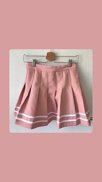 H&M Pembe Pileli Etek