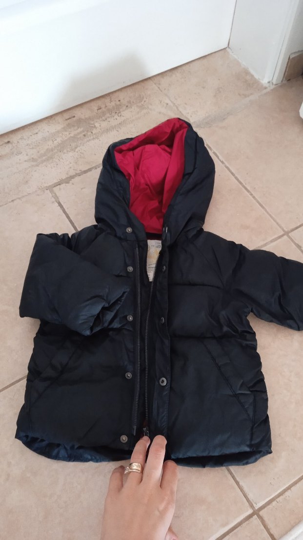 Koyu Renkli Kapüşonlu Erkek Çocuk Mont 1 2 yaş - Görsel 2