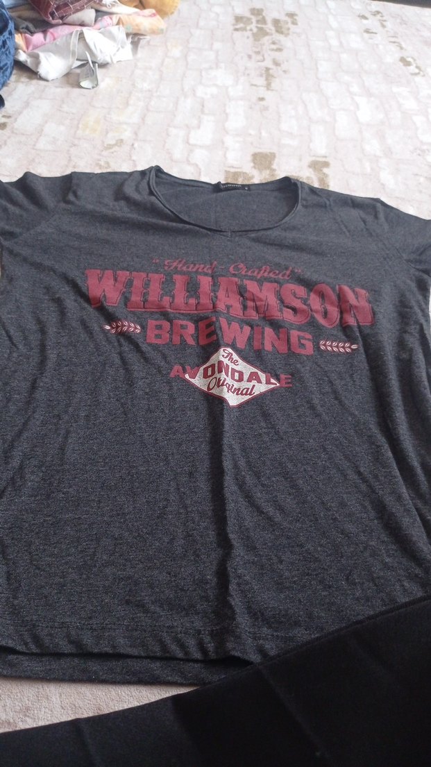 Gri V Yaka Kısa Kollu Baskılı Tişört - Görsel 2