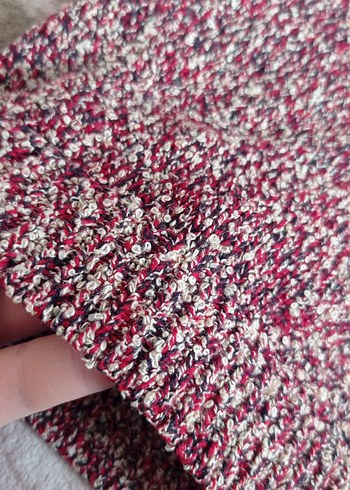 Bordo Boğazlı Örgü Kadın Kazak - Görsel 2