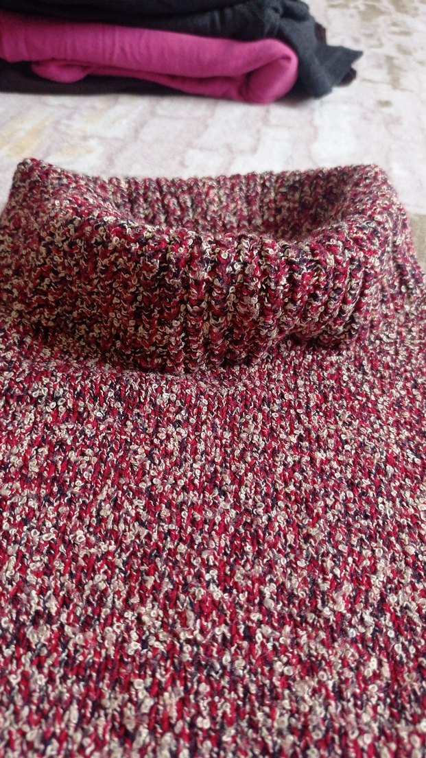 Bordo Boğazlı Örgü Kadın Kazak - Görsel 3