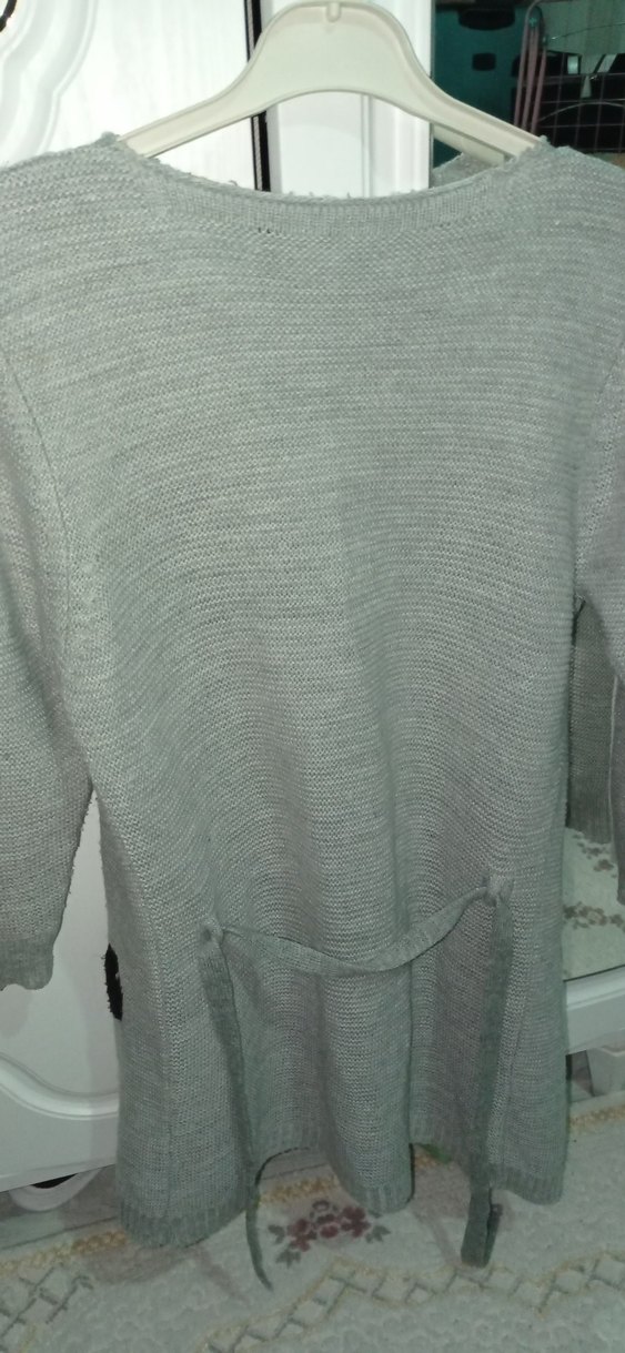 Gri Puantiyeli Uzun Kollu Triko Hırka - Görsel 3