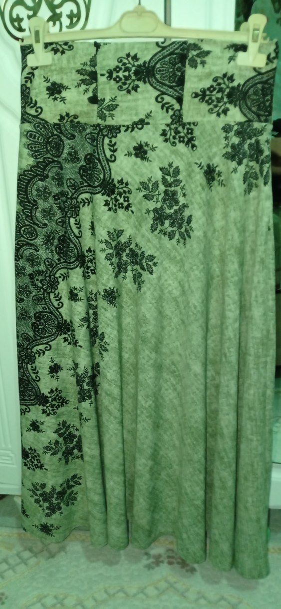 Yeşil Desenli Uzun Bohem Etek - Görsel 2