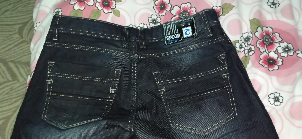 Düğmeli Lacivert kot erkek Denim Pantolon - Görsel 5